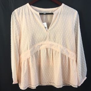 LOFT Sheer Lined Blouse Top Shirt XS Embellished